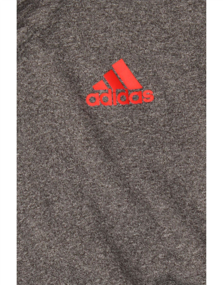 Maglione con cappuccio ADIDAS Climawarm da uomo in poliestere chiazzato grigio medio