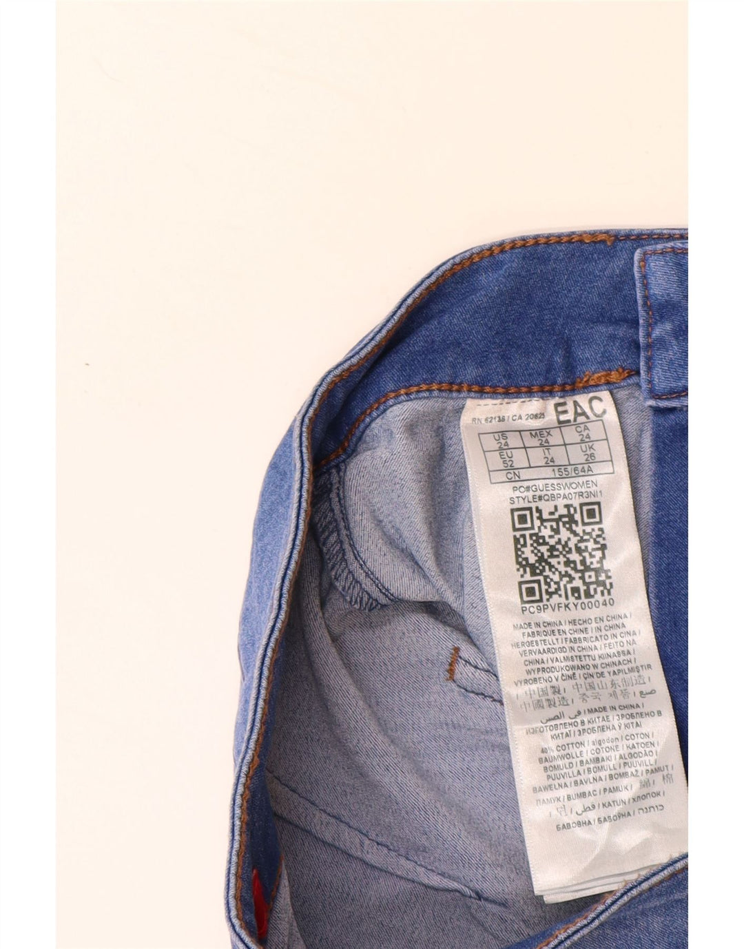 Jeans skinny GUESS da donna a vita alta W24 L28 cotone blu