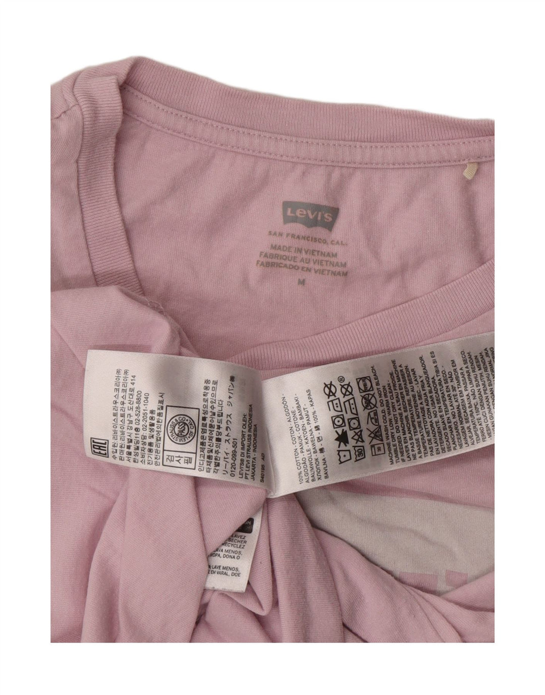 LEVI'S Womens Graphic T-Shirt Top UK 12 Medium Pink Cotton