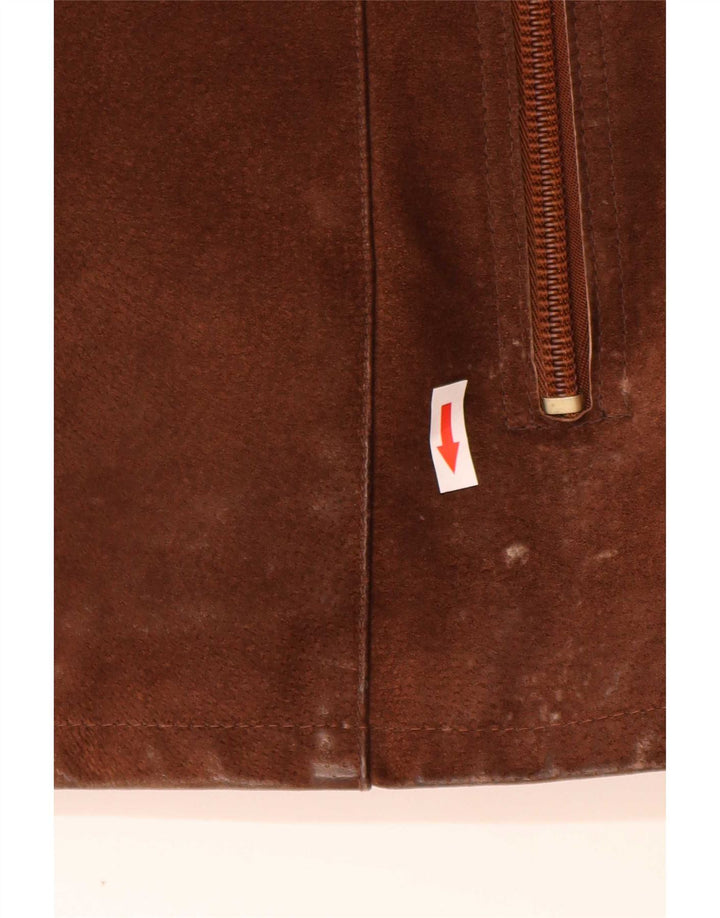 Soprabito vintage da uomo in pelle scamosciata EU 50 grande in pelle marrone