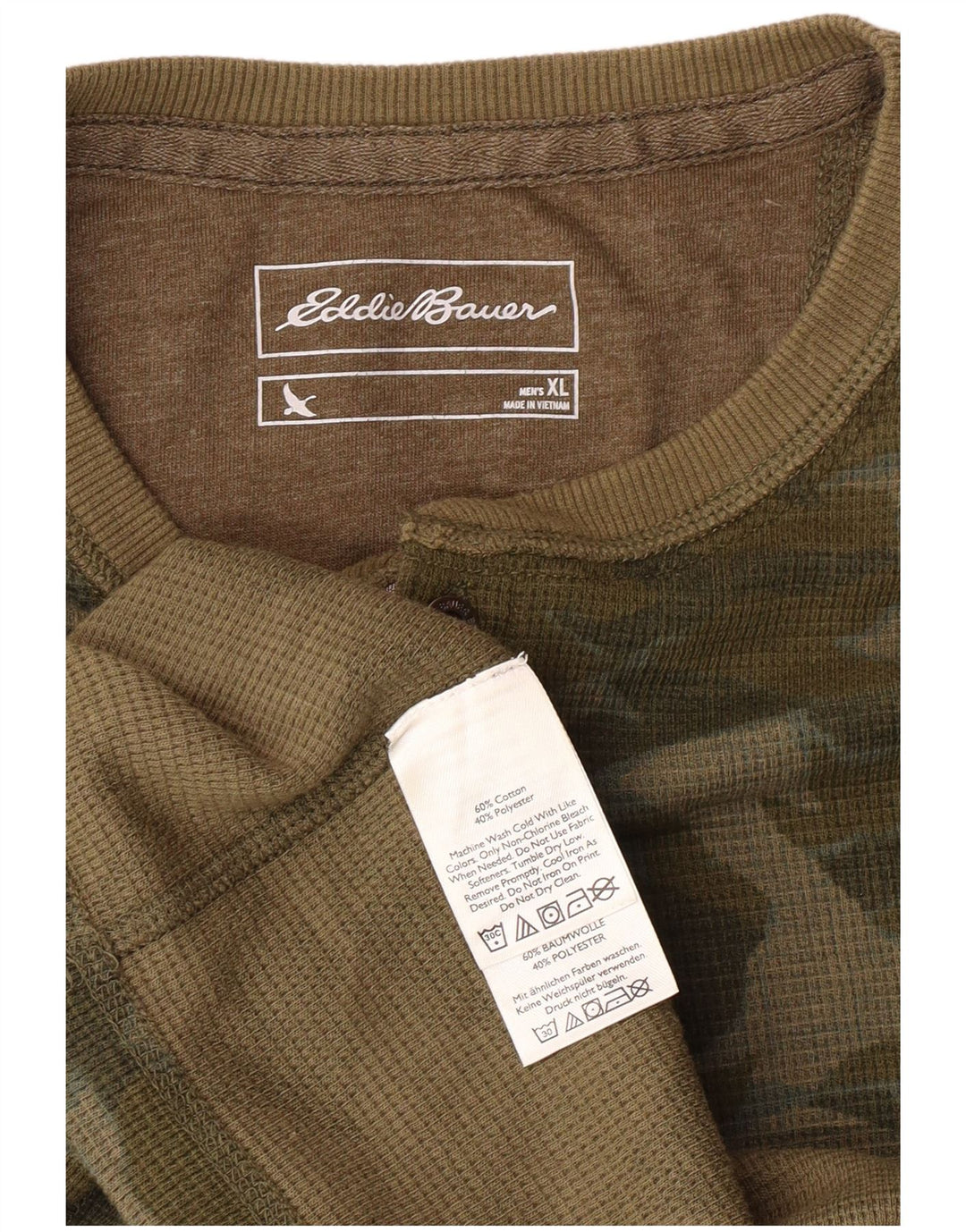 Eddie Bauer Maglia da uomo a maniche lunghe XL verde mimetico in cotone