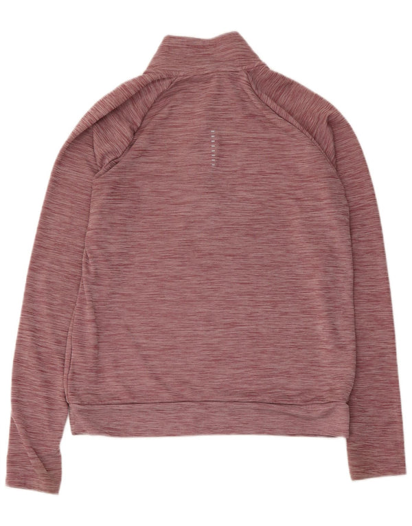 Nike Womens Dri Fit Zip Neck Sweatshirt Jumper Small Burgundy Flecked