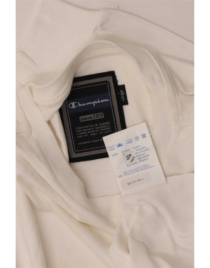 Champion Maglia da uomo a maniche lunghe grande in cotone bianco