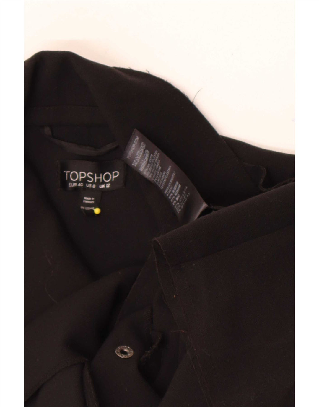 Trench corto da donna Topshop UK 12 poliestere nero medio
