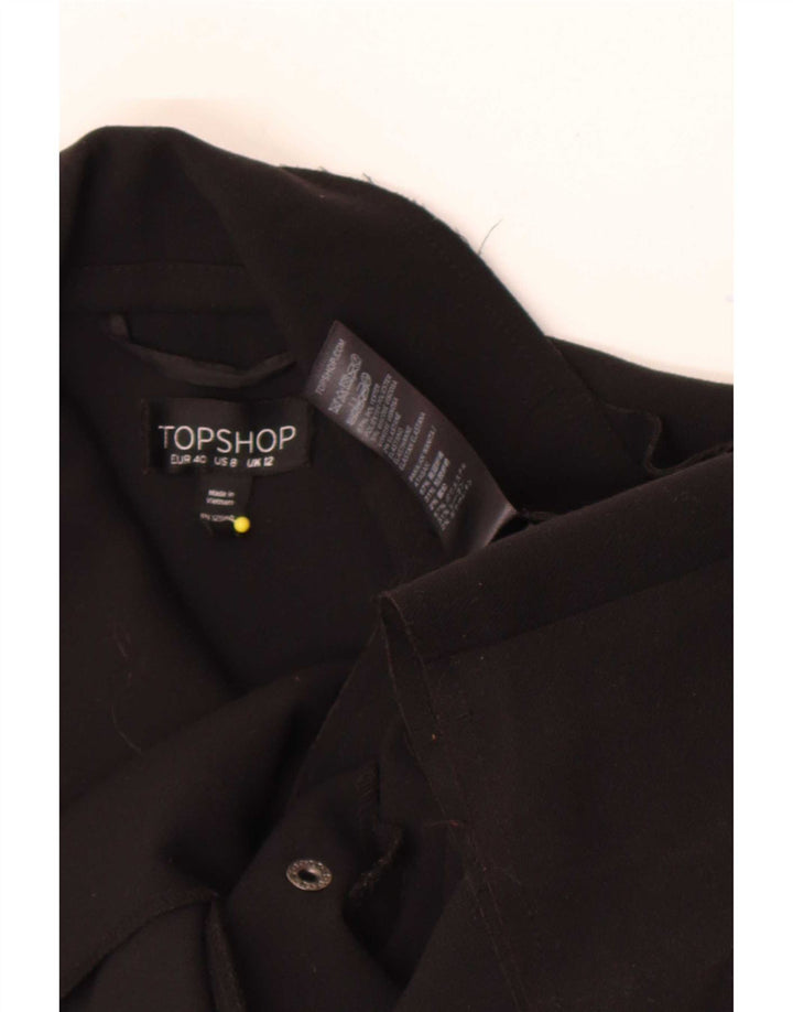 Trench corto da donna Topshop UK 12 poliestere nero medio