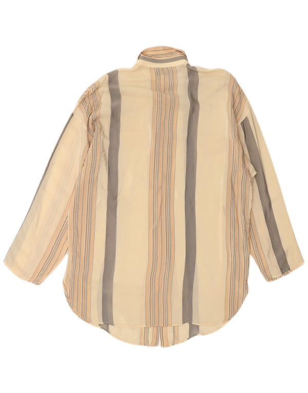 Camicetta camicia oversize da donna VINTAGE IT 42 Seta a righe beige medio