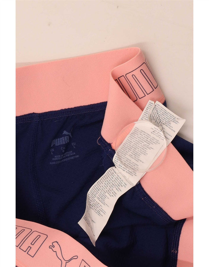 Pantaloncini sportivi grafici da donna Puma Large blu in poliestere color block