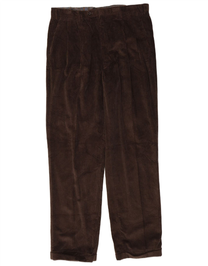 RALPH LAUREN Pantaloni da uomo in velluto a coste con pegging W36 L34 cotone marrone