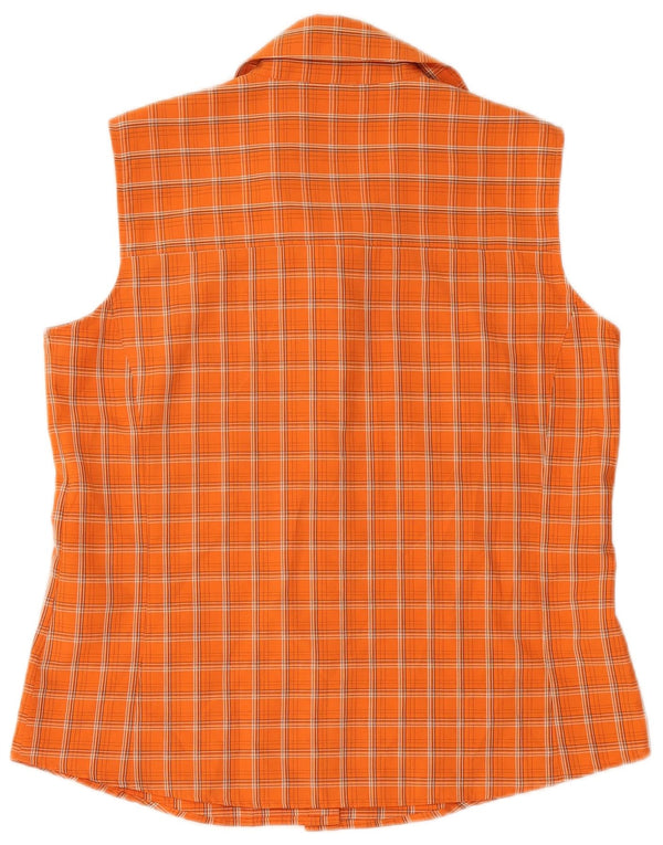 Camicia senza maniche da viaggio da donna Jack Wolfskin UK 14/16 grande plaid arancione