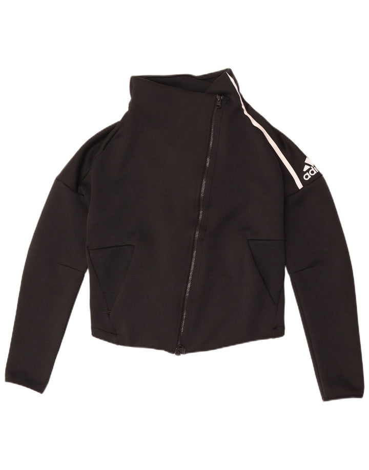 Giacca da ginnastica corta da donna Adidas UK 8/10 piccola poliestere nero