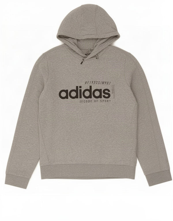 Felpa grafica da donna Adidas Maglione UK 16/18 Grande cotone chiazzato grigio