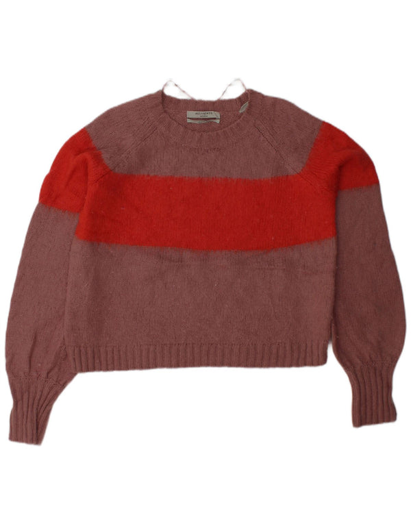 Maglione girocollo da donna ALL SAINTS UK 14 Blocco colore rosa medio