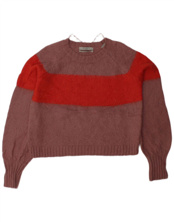 Maglione girocollo da donna ALL SAINTS UK 14 Blocco colore rosa medio