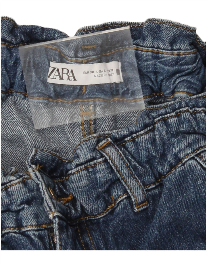 Jeans ZARA da donna a vita alta taglio ampio e corto EU 38 piccolo W28 L25 blu