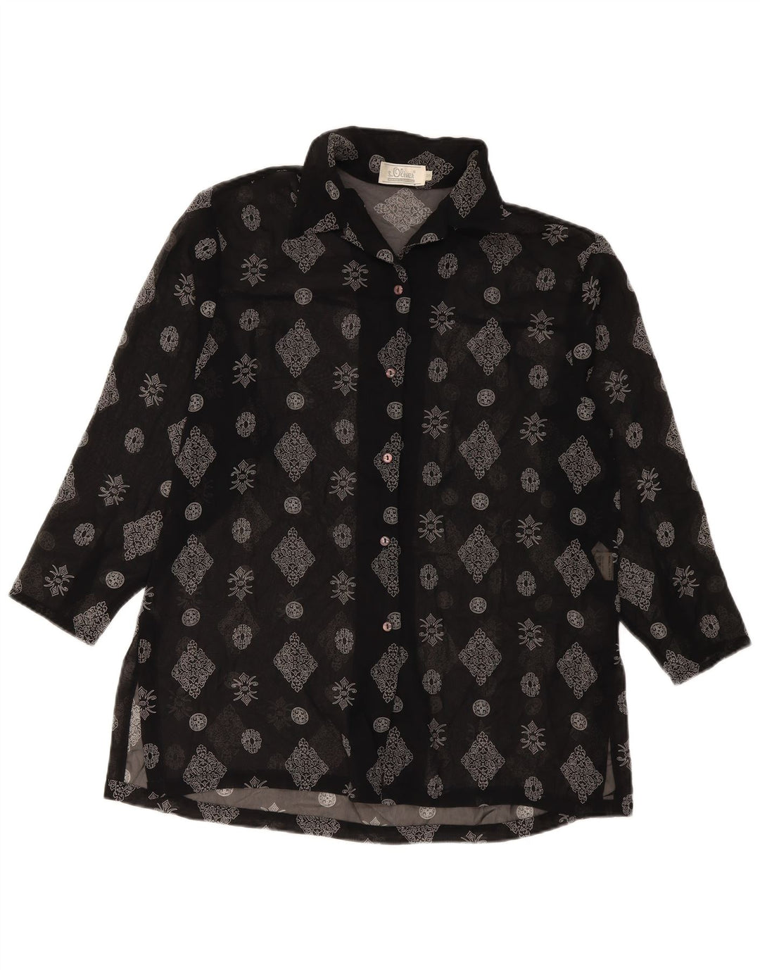 Camicetta a camicia lunga da donna S.Oliver EU 36 Piccolo poliestere floreale nero