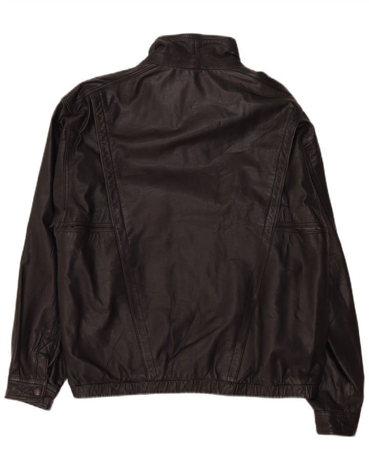 Giacca in pelle vintage da uomo UK 38 media nera
