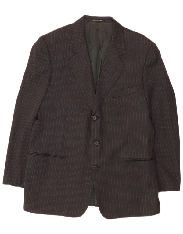 Giacca Blazer 3 Bottoni Trussardi Uomo IT 52 XL Gessata Grigia Lana Vergine
