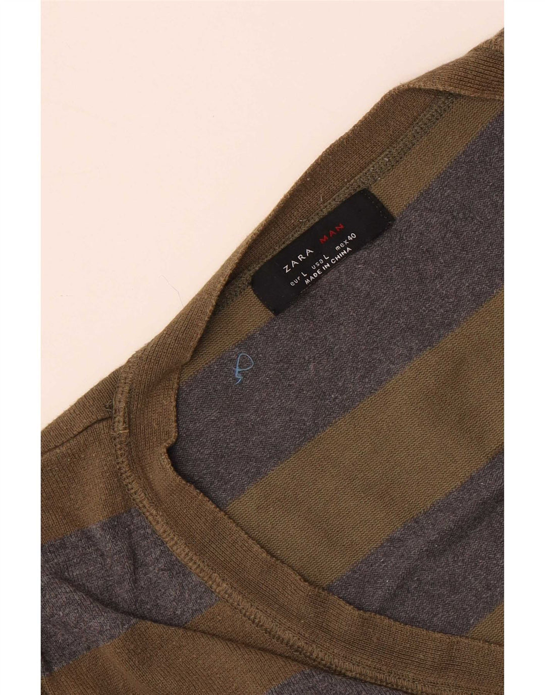Maglione cardigan da uomo Zara a righe grandi color kaki