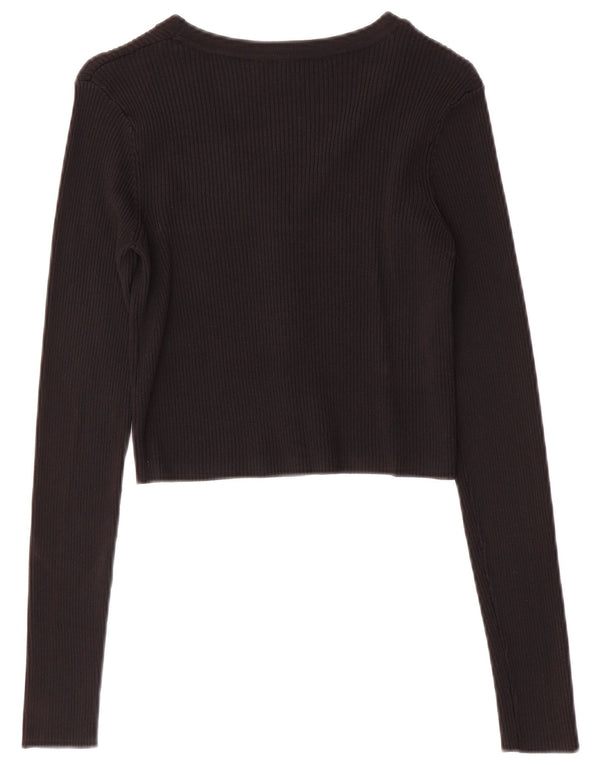Top cardigan a maniche lunghe da donna Zara UK 8 Small nero in poliammide