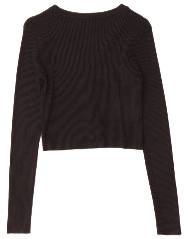 Top cardigan a maniche lunghe da donna Zara UK 8 Small nero in poliammide