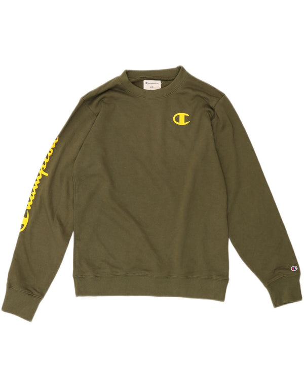 Felpa grafica da donna Champion Jumper UK 16 Large Green Cotton