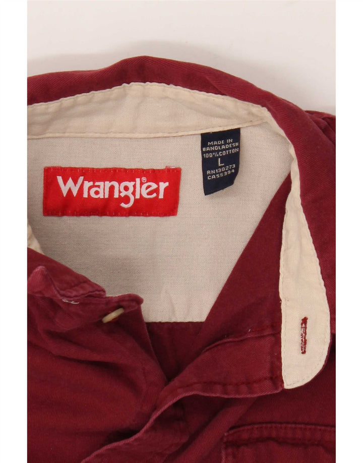 Camicia da uomo Wrangler grande in cotone bordeaux
