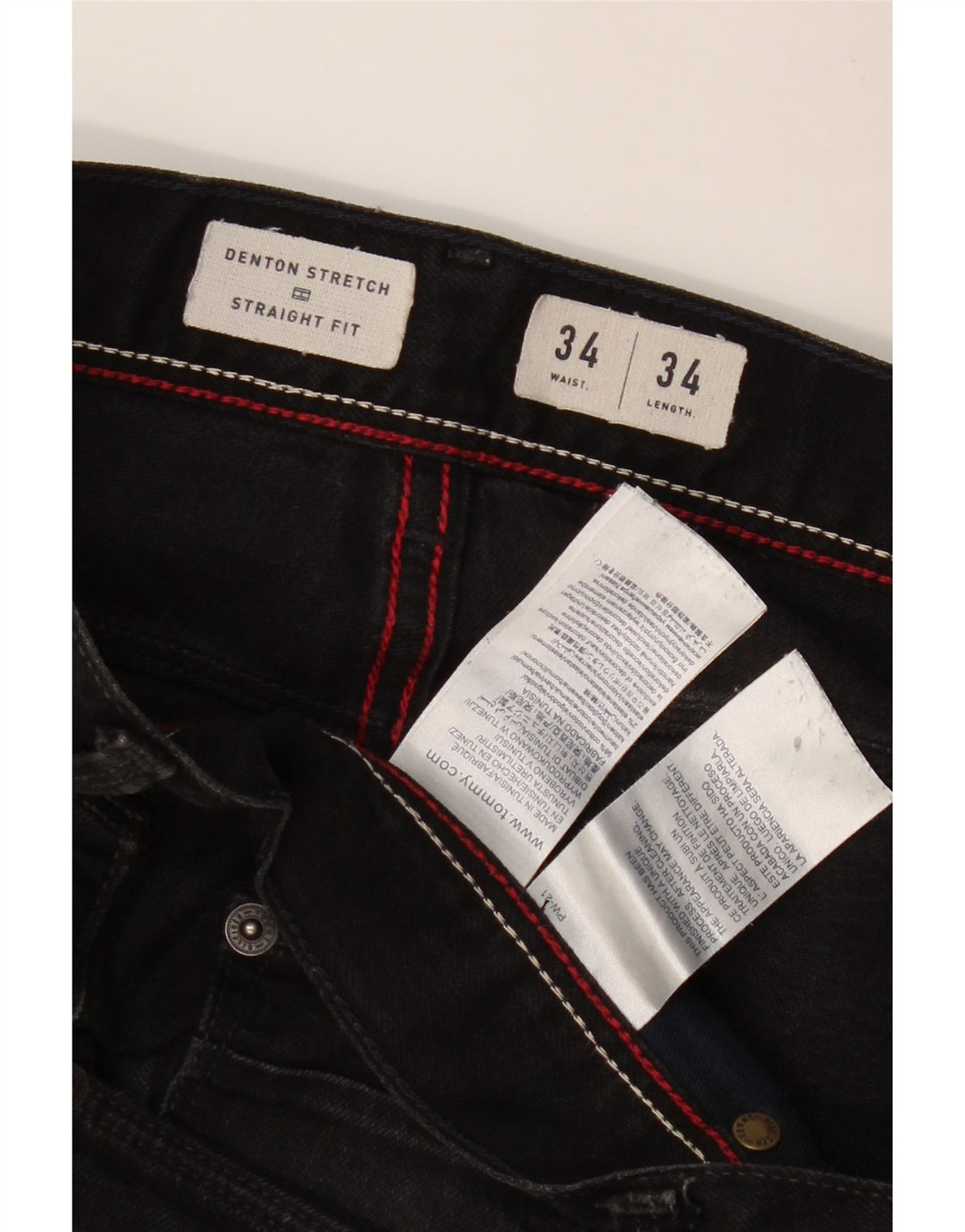 TOMMY HILFIGER Jeans dritti Denton da uomo W34 L34 cotone nero