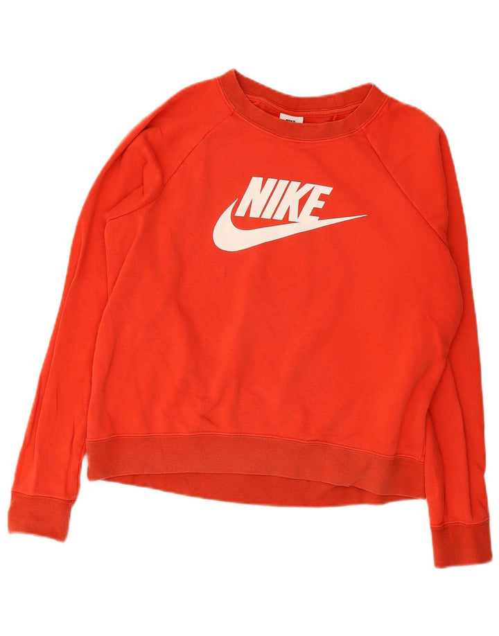 Felpa con grafica Nike da donna, maglione UK 14, cotone rosso medio