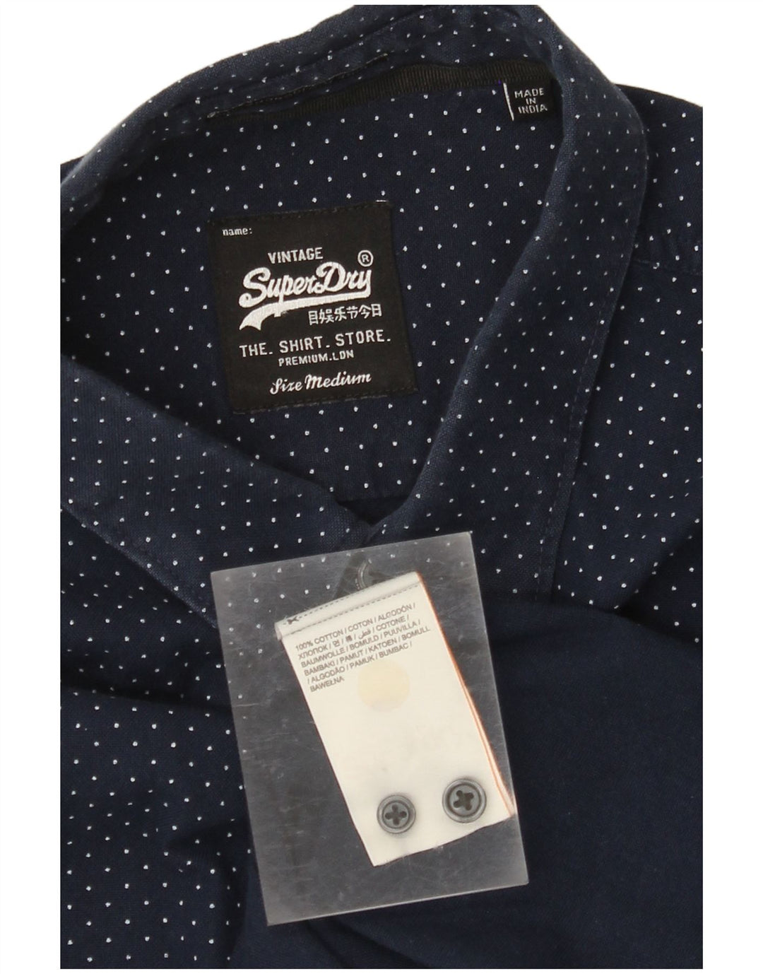 Camicia da uomo SUPERDRY in cotone maculato medio blu navy