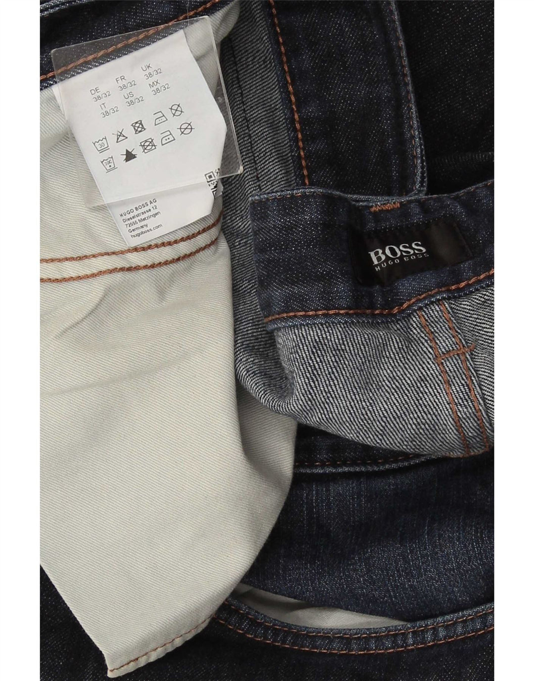Jeans dritti da uomo Hugo Boss W38 L32 cotone blu navy