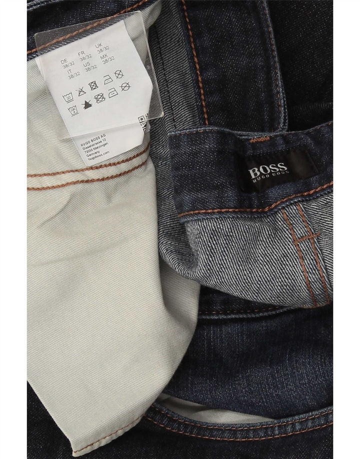 Jeans dritti da uomo Hugo Boss W38 L32 cotone blu navy