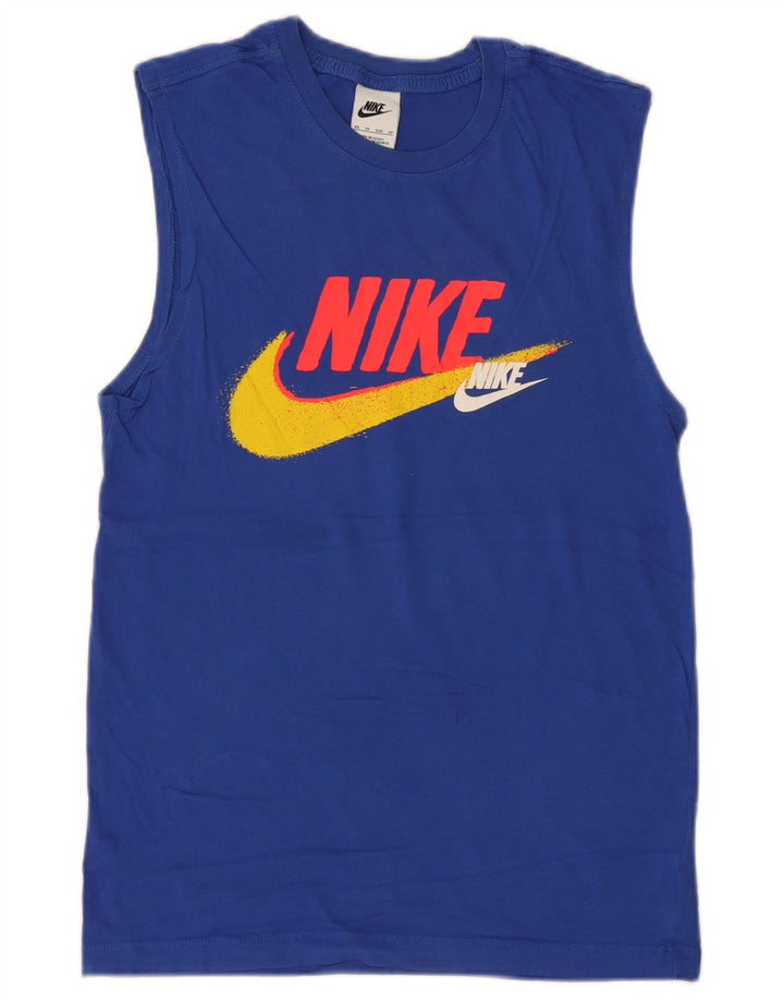 Canotta grafica Nike da uomo XS in cotone blu