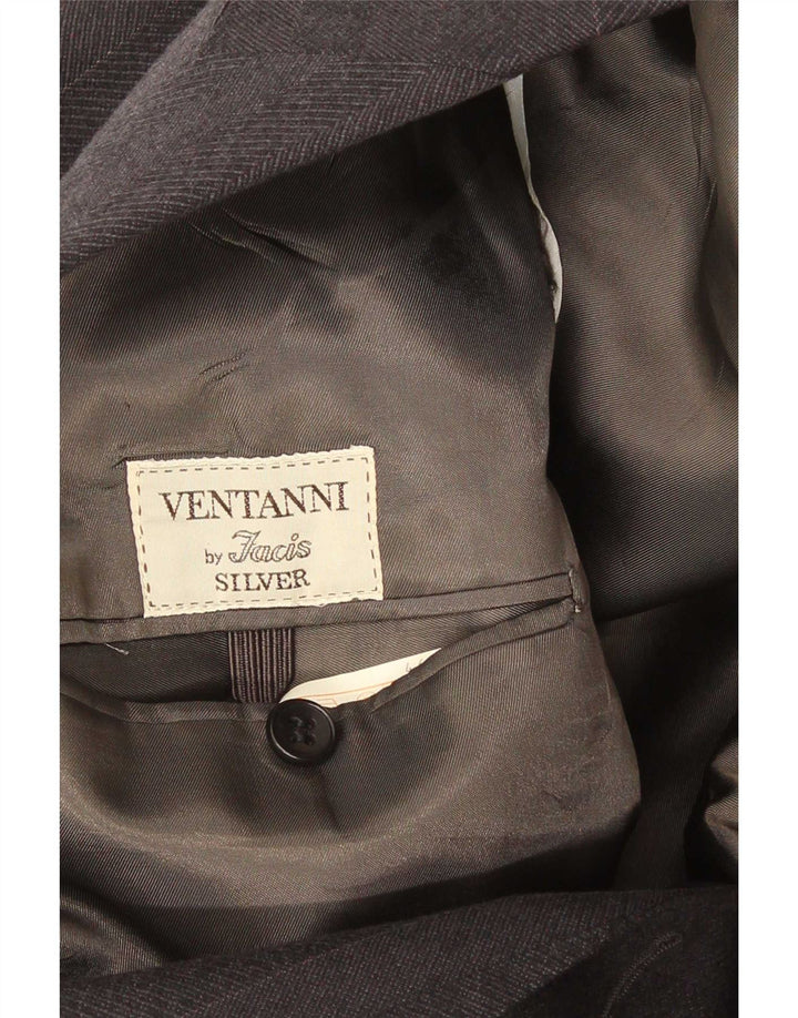 VENTANNI Giacca Blazer Doppiopetto Uomo IT 46 Small Grigio Lana Vergine