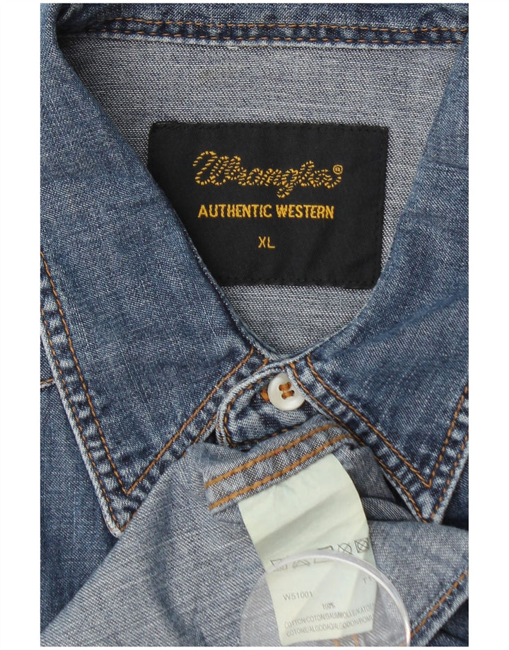 Camicia di jeans da uomo Wrangler XL in cotone blu