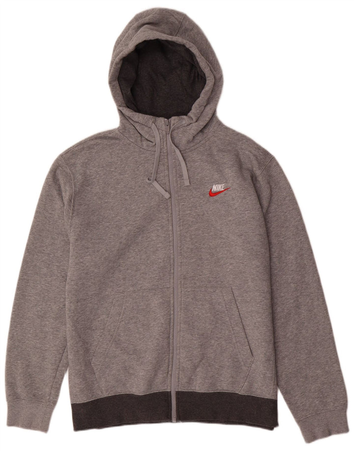 Felpa con cappuccio e zip Nike da uomo in cotone color block grigio medio