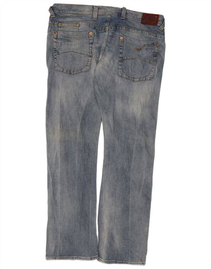 Jeans dritti invecchiati da uomo Armani W38 L32 in cotone blu