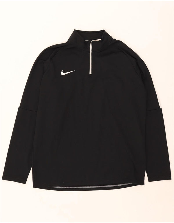 Top della tuta da ginnastica Nike Dri Fit con zip e collo da uomo, XL, color block nero