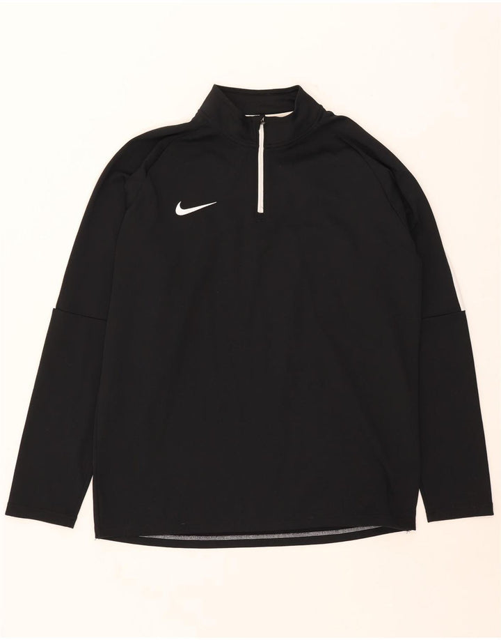 Top della tuta da ginnastica Nike Dri Fit con zip e collo da uomo, XL, color block nero