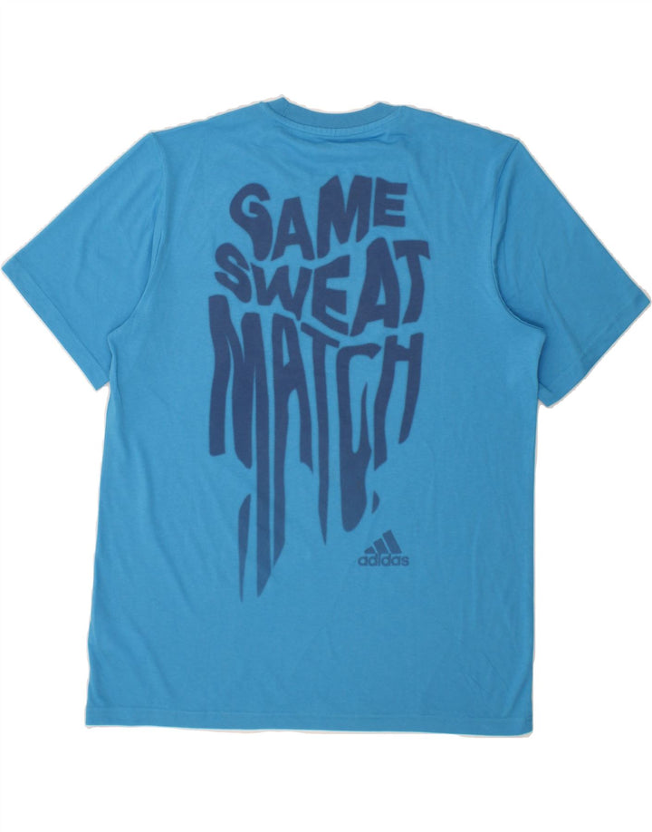 ADIDAS Mens Graphic T-Shirt Top Medium Blue Polyester Vintage Adidas and Second-Hand Adidas from Messina Hembry 