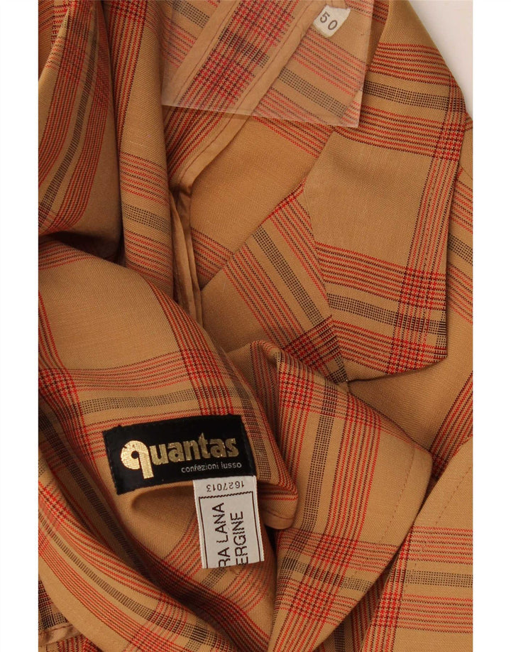 Giacca blazer da uomo a 2 bottoni Quantas IT 50 grande lana a quadri marrone