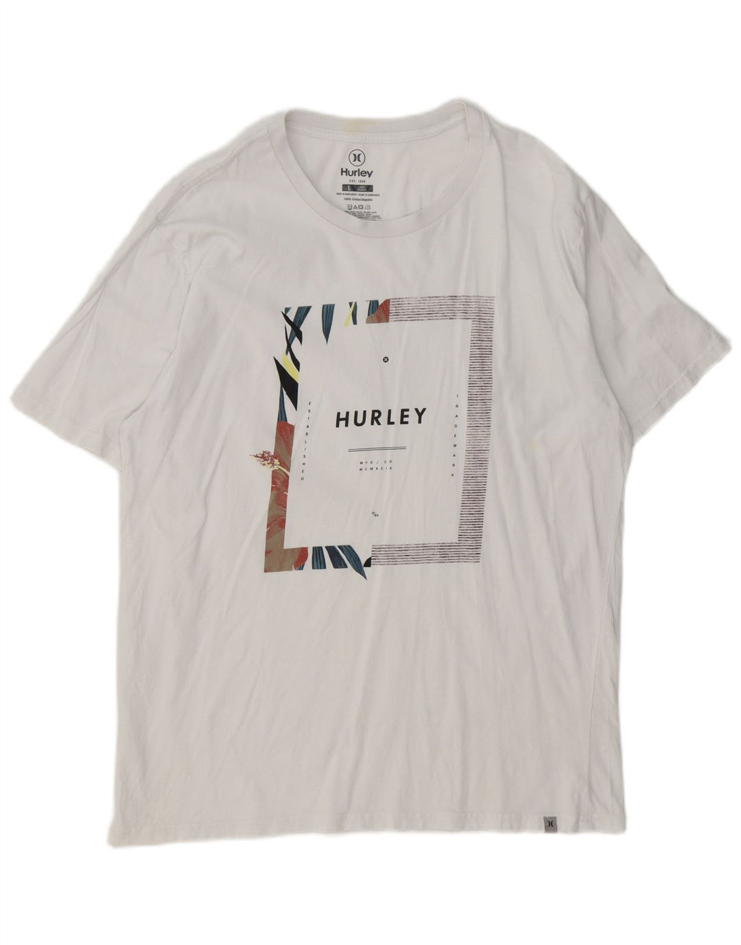 T-shirt grafica da uomo Hurley Top grande in cotone bianco