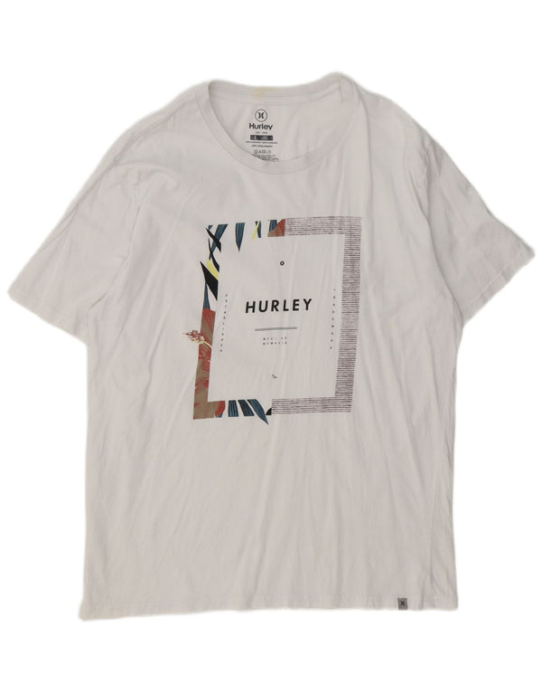 Hurley Mens Graphic T-Shirt Top Large White Cotton