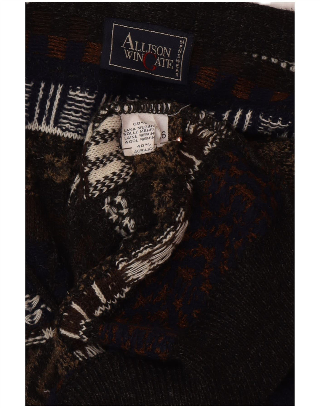 Maglione cardigan da uomo ALLISON WINGATE IT 56 2XL Fair Isle multicolore