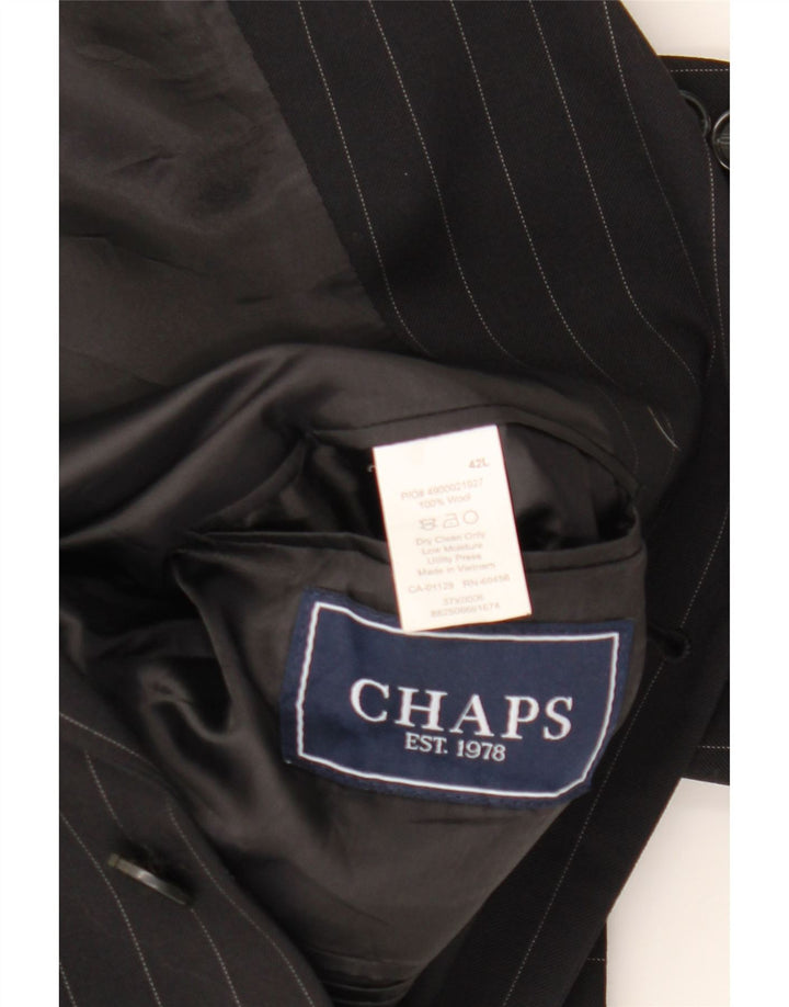 Giacca blazer da uomo a 3 bottoni CHAPS UK 42 XL lana gessata nera