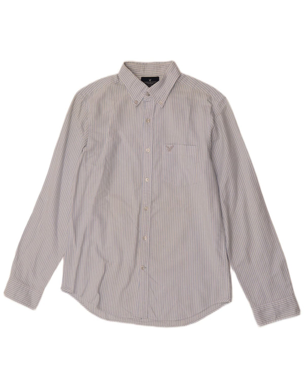 Camicia da uomo slim fit American Eagle piccola in cotone a righe blu