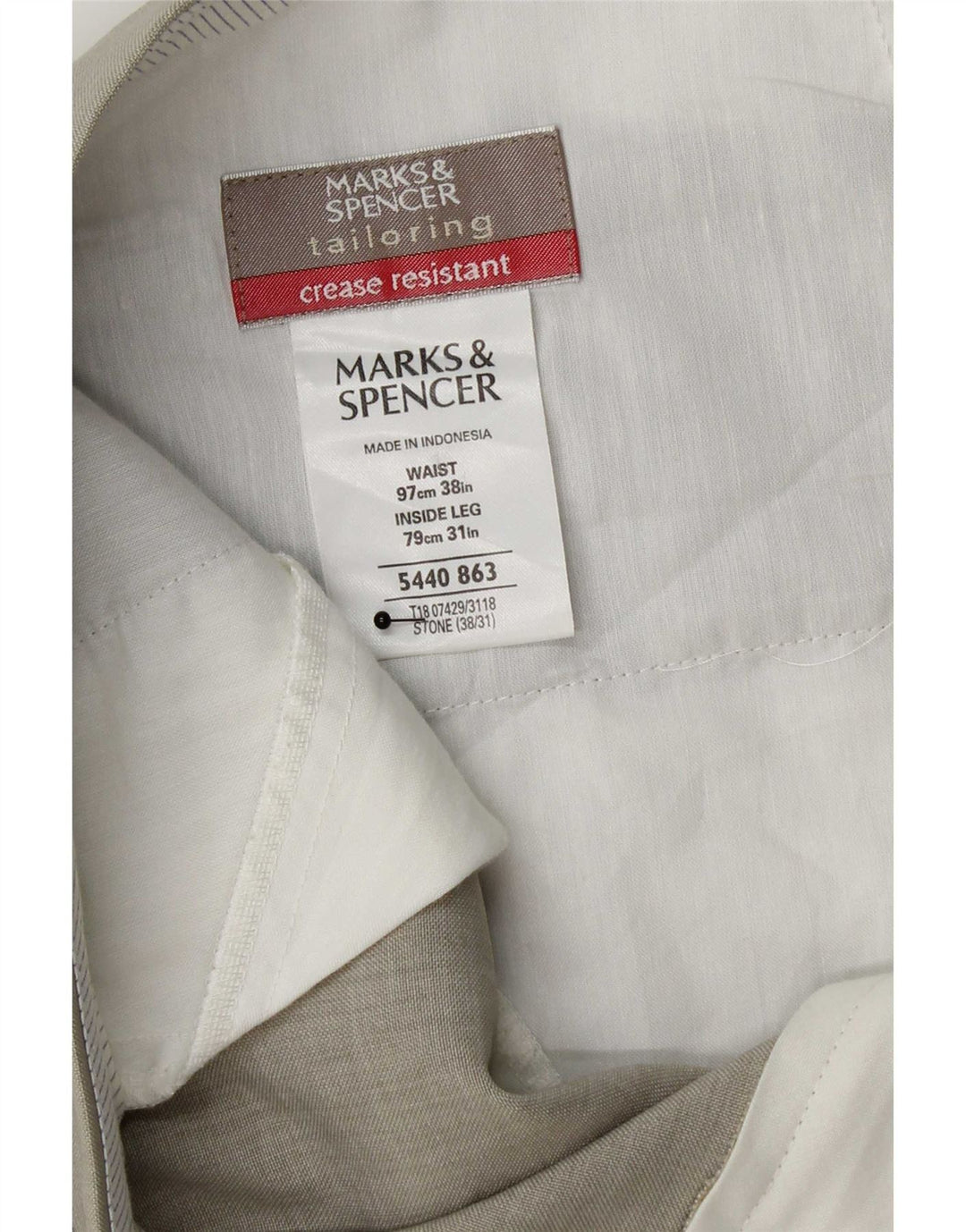 Pantaloni casual regolari da uomo Marks & Spencer W38 L31 poliestere grigio