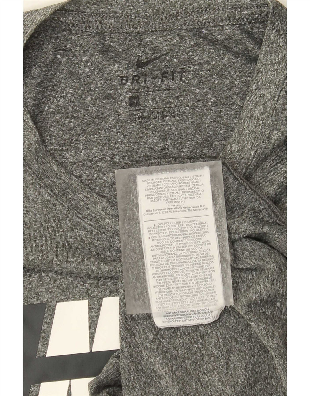 T-shirt grafica Nike Dri Fit da uomo in poliestere chiazzato grigio medio