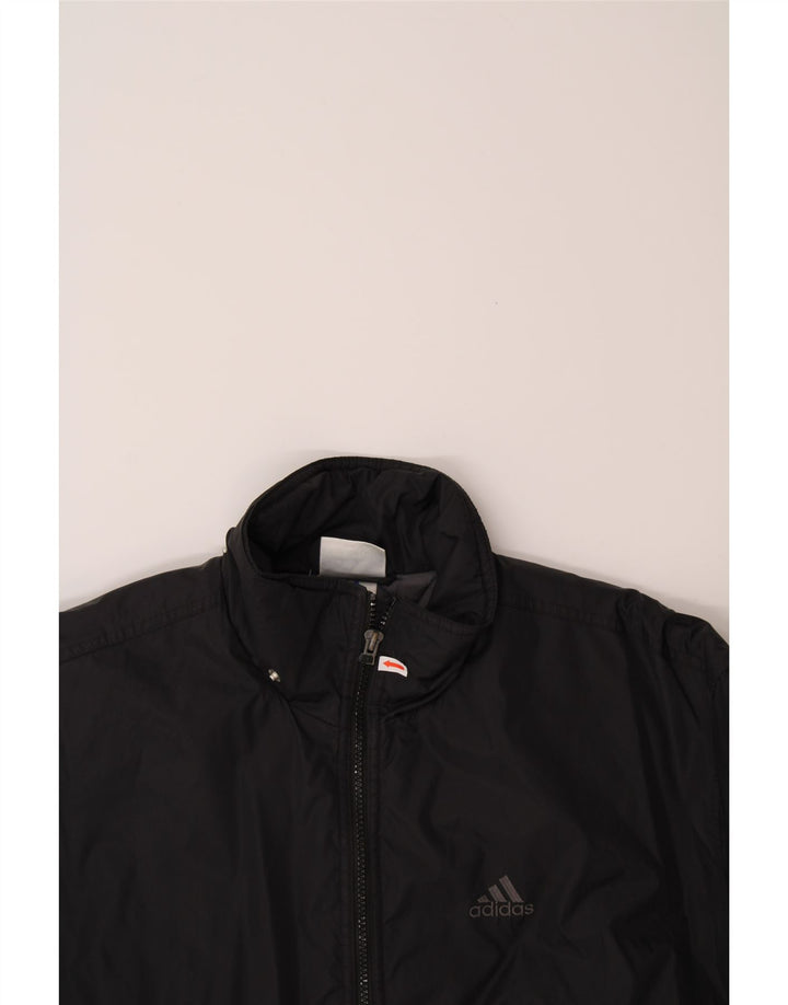ADIDAS Mens Oversized Graphic Windbreaker Jacket UK 36/38 Small Black Vintage Adidas and Second-Hand Adidas from Messina Hembry 