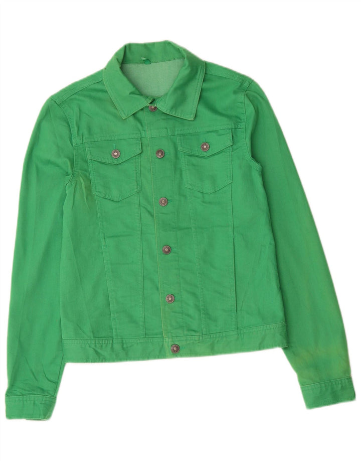 BENETTON Boys Denim Jacket 11-12 Years 2XL Green Cotton