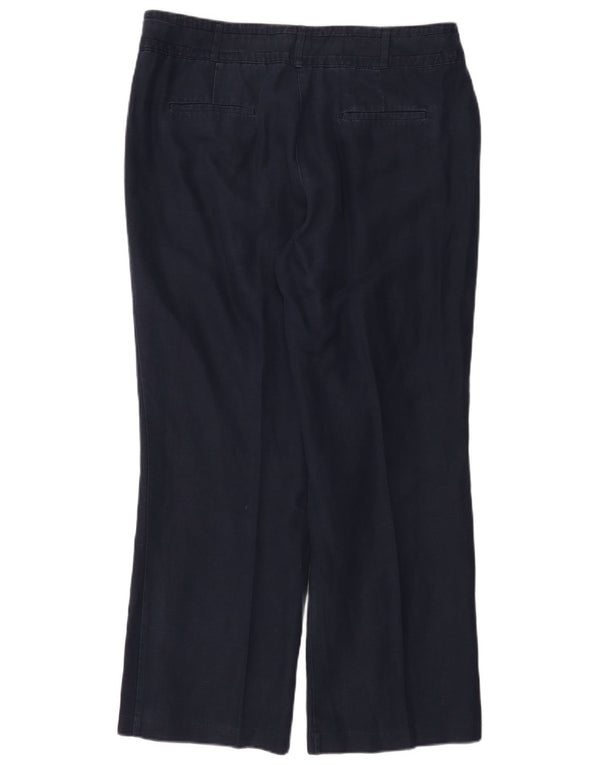 Pantaloni casual a gamba larga da donna Monsoon UK 16 Large W36 L29 Lino blu navy